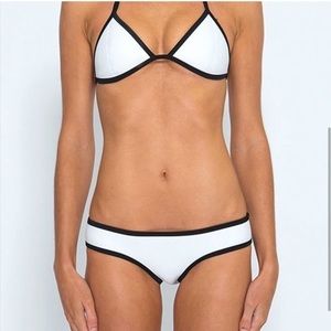 Triangl White and Black Neoprene Bikini with Bag
